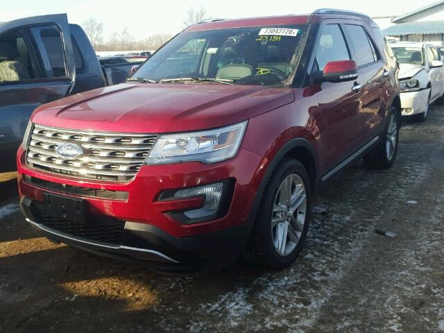 1FM5K8F87GGD06766 - 2016 FORD EXPLORER L MAROON photo 2