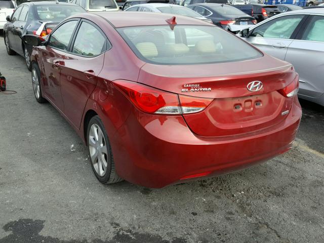 5NPDH4AE0DH429109 - 2013 HYUNDAI ELANTRA GL RED photo 3