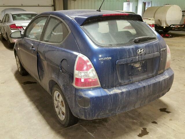 KMHCN35C07U018354 - 2007 HYUNDAI ACCENT BAS BLUE photo 3