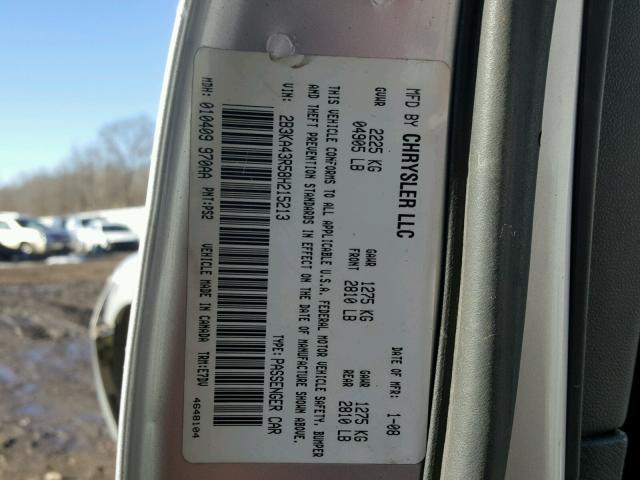 2B3KA43R58H215213 - 2008 DODGE CHARGER SILVER photo 10