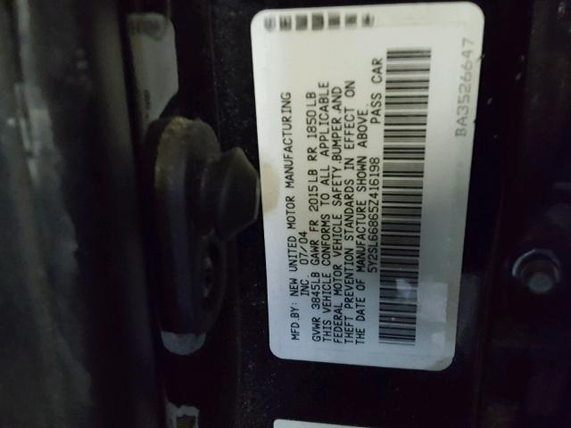 5Y2SL66865Z416198 - 2005 PONTIAC VIBE BLACK photo 10