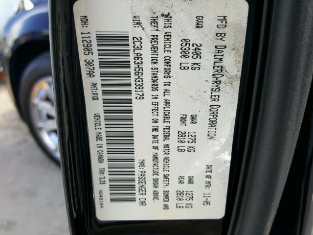 2C3LA63H56H339179 - 2006 CHRYSLER 300C BLACK photo 10