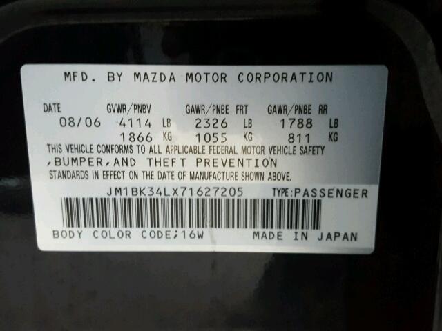 JM1BK34LX71627205 - 2007 MAZDA SPEED 3 黑色 照片 10