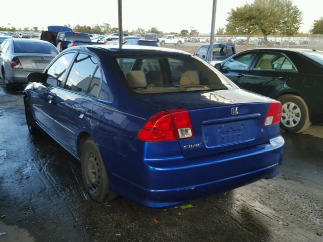 1HGES16324L012521 - 2004 HONDA CIVIC DX V BLUE photo 3