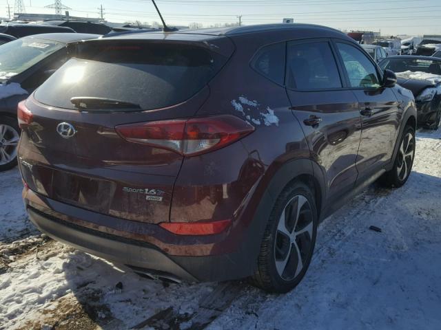 KM8J3CA21GU073972 - 2016 HYUNDAI TUCSON LIM BURGUNDY photo 4