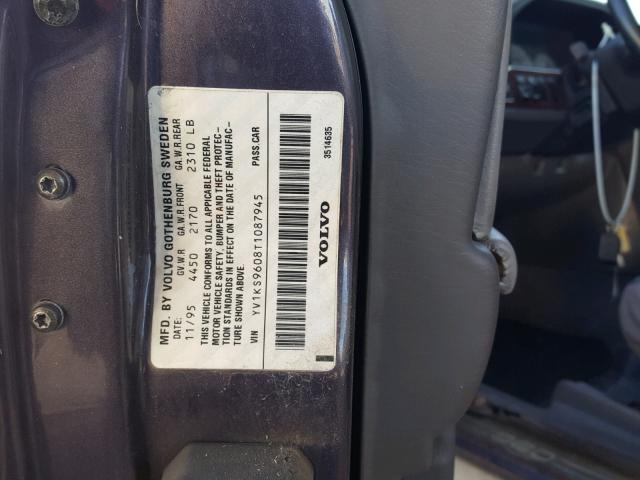 YV1KS9608T1087945 - 1996 VOLVO 960 GRAY photo 10