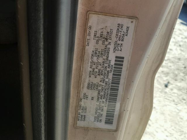 4TAVN52NXYZ625277 - 2000 TOYOTA TACOMA XTR BROWN photo 10