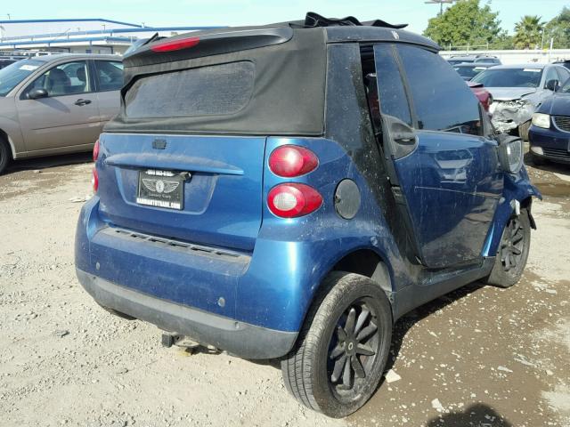 WMEEK31X08K149457 - 2008 SMART FORTWO PAS BLUE photo 4