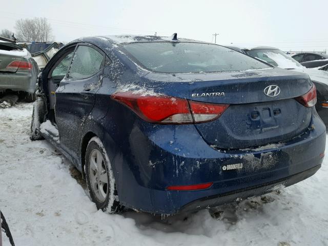 KMHDH4AE9FU425838 - 2015 HYUNDAI ELANTRA SE BLUE photo 3