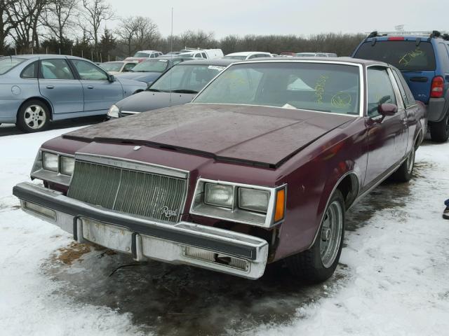 1G4GM47A4FP227583 - 1985 BUICK REGAL LIMI MAROON photo 2