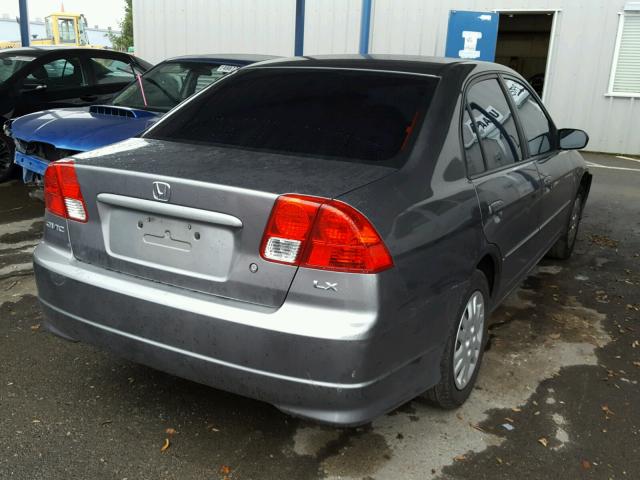 2HGES16525H506068 - 2005 HONDA CIVIC LX GRAY photo 4