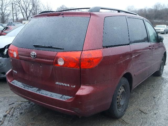 5TDZK23C77S078432 - 2007 TOYOTA SIENNA CE RED photo 4