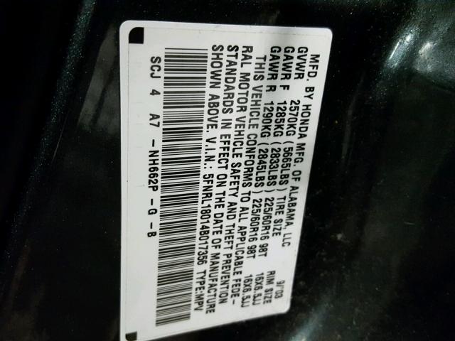 5FNRL18014B017356 - 2004 HONDA ODYSSEY EX GRAY photo 10