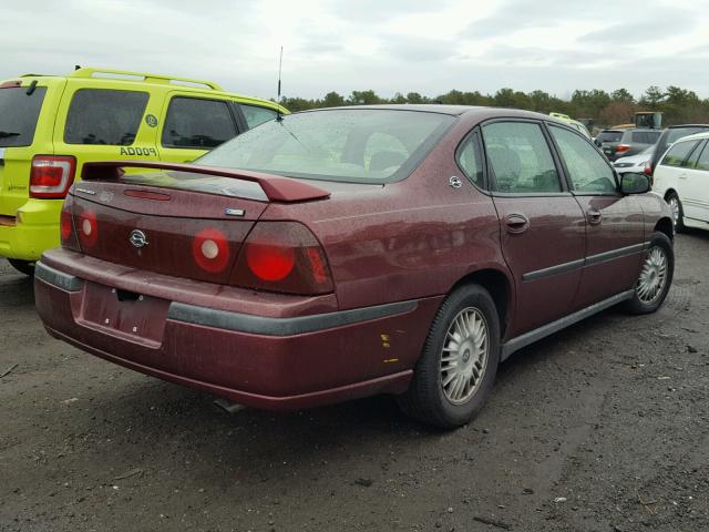 2G1WF52E619100182 - 2001 CHEVROLET IMPALA BURGUNDY photo 4