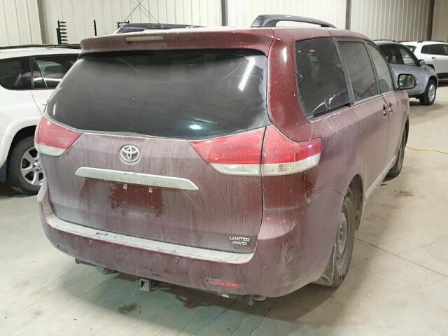 5TDDK3DC1DS054976 - 2013 TOYOTA SIENNA XLE RED photo 4