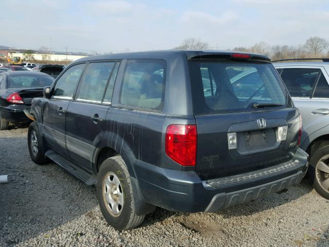 2HKYF18105H572586 - 2005 HONDA PILOT LX GRAY photo 3