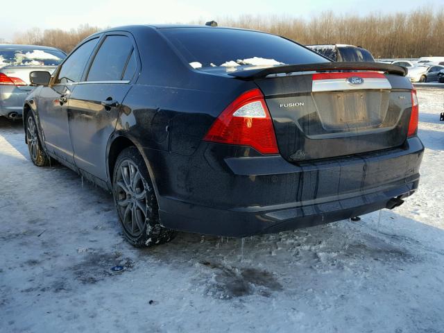 3FAHP0JA1CR203527 - 2012 FORD FUSION SEL BLACK photo 3