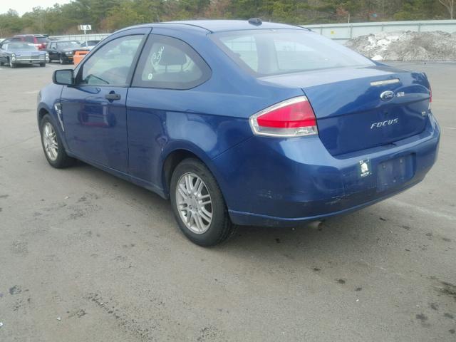 1FAHP33N08W141544 - 2008 FORD FOCUS SE BLUE photo 3