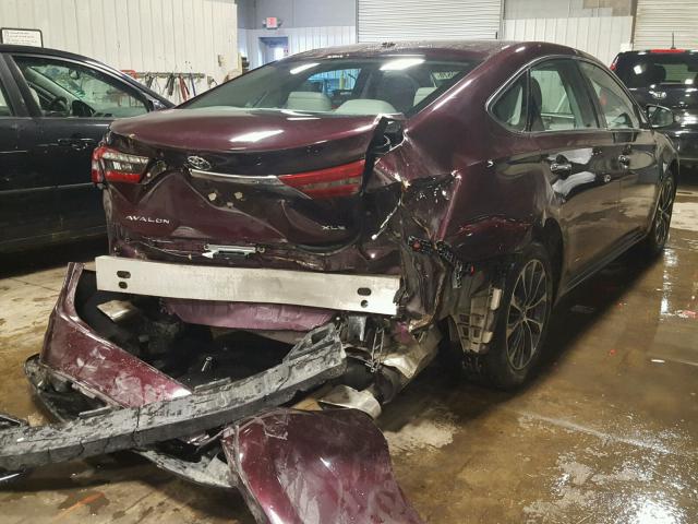 4T1BK1EB4GU211316 - 2016 TOYOTA AVALON XLE BURGUNDY photo 4