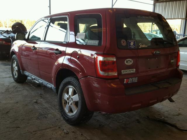 1FMCU0C77AKD09394 - 2010 FORD ESCAPE XLS BURGUNDY photo 3