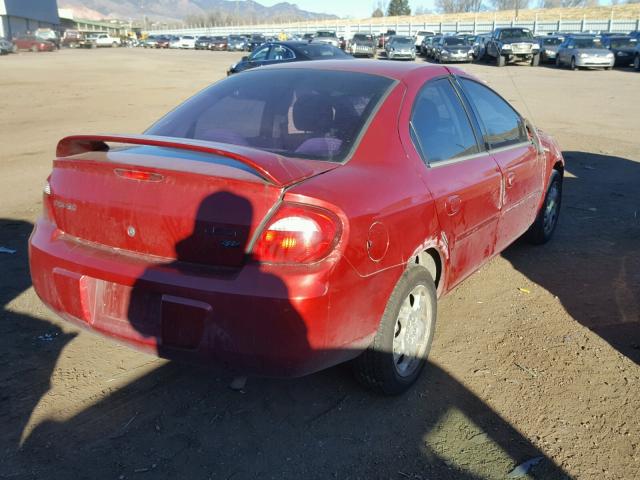 1B3ES56C75D283206 - 2005 DODGE NEON SXT RED photo 4