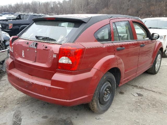 1B3HB48B27D563890 - 2007 DODGE CALIBER SX RED photo 4