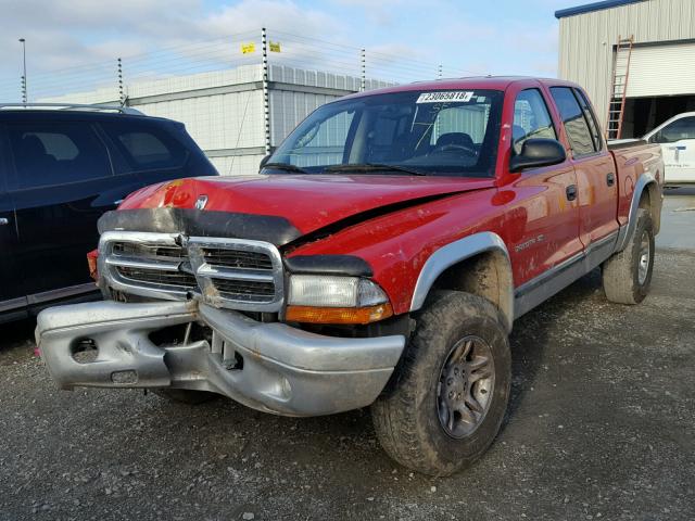 1B7HG48N72S517003 - 2002 DODGE DAKOTA QUA RED photo 2