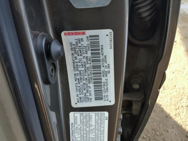 JTDBE32K030141861 - 2003 TOYOTA CAMRY LE CHARCOAL photo 10