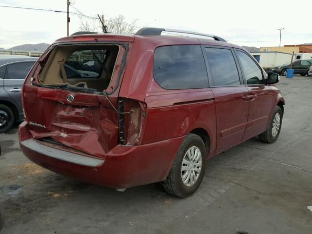 KNDMG4C72B6369844 - 2011 KIA SEDONA LX MAROON photo 4