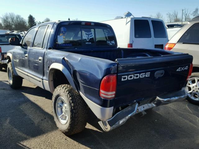 1B7GG2AN7YS704504 - 2000 DODGE DAKOTA QUA BLUE photo 3