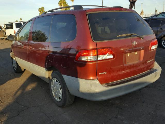 4T3ZF19C03U511281 - 2003 TOYOTA SIENNA CE RED photo 3