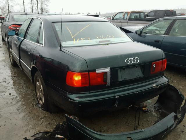 WAUBG34D9XN000575 - 1999 AUDI A8 QUATTRO GREEN photo 3