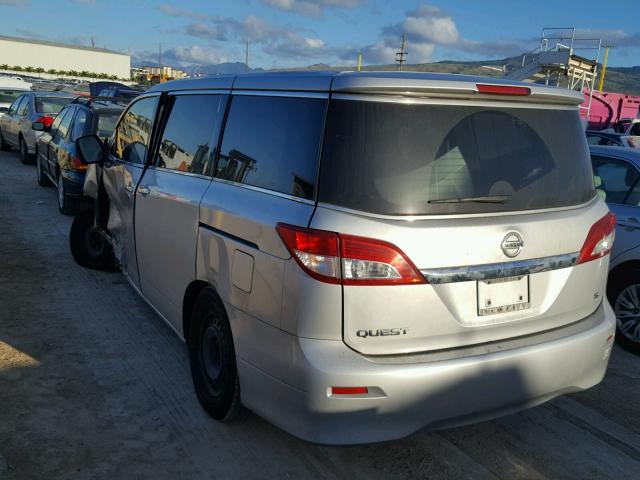 JN8AE2KP6C9049803 - 2012 NISSAN QUEST S SILVER photo 3