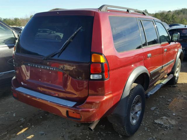 JA4LS21HX3J040165 - 2003 MITSUBISHI MONTERO SP MAROON photo 4