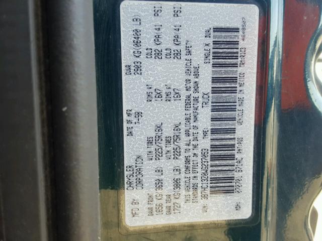 3B7HC13Z0WG237053 - 1998 DODGE RAM 1500 GREEN photo 10