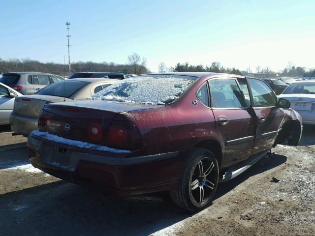 2G1WF55E619322264 - 2001 CHEVROLET IMPALA MAROON photo 4