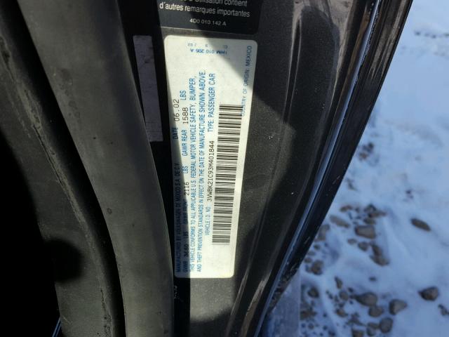 3VWBK21C93M401844 - 2003 VOLKSWAGEN NEW BEETLE SILVER photo 10