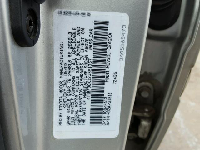 4T1BF30K13U561357 - 2003 TOYOTA CAMRY LE SILVER photo 10