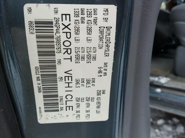 2A4GP44L76R897879 - 2006 CHRYSLER TWN & CTRY GREEN photo 10