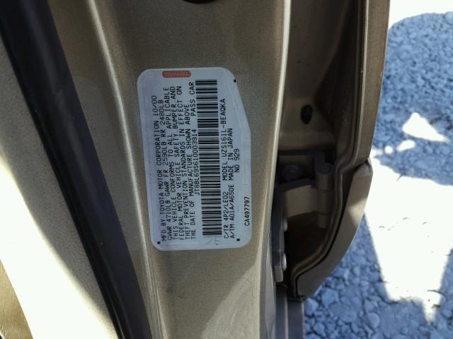 JT8BL69S610003914 - 2001 LEXUS GS 430 GOLD photo 10