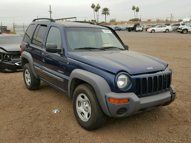 1J4GL48K34W109911 - 2004 JEEP LIBERTY SP BLUE photo 1