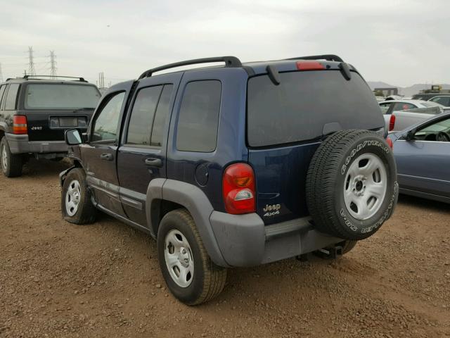 1J4GL48K34W109911 - 2004 JEEP LIBERTY SP BLUE photo 3