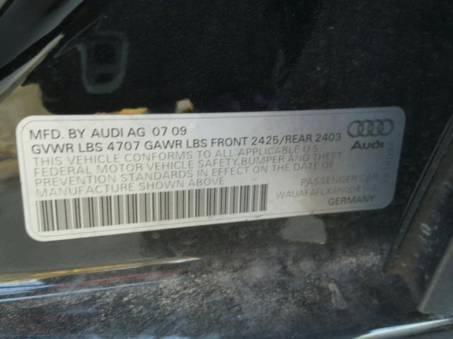 WAUAFAFLXAN008148 - 2010 AUDI A4 PREMIUM BLACK photo 10