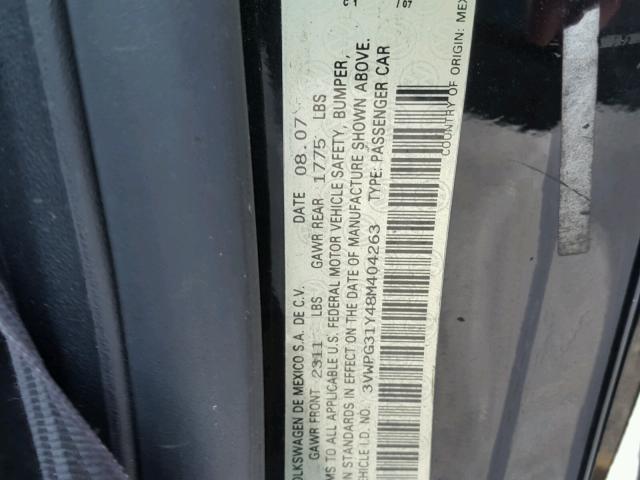 3VWPG31Y48M404263 - 2008 VOLKSWAGEN NEW BEETLE 黑色 照片 10