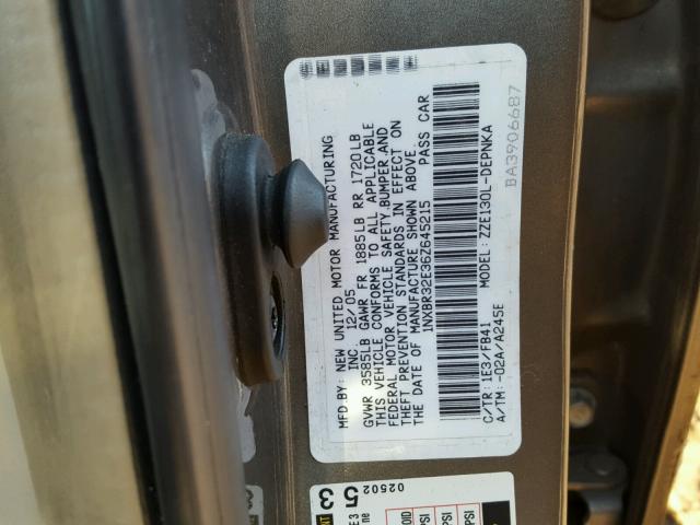 1NXBR32E36Z645215 - 2006 TOYOTA COROLLA CE GRAY photo 10