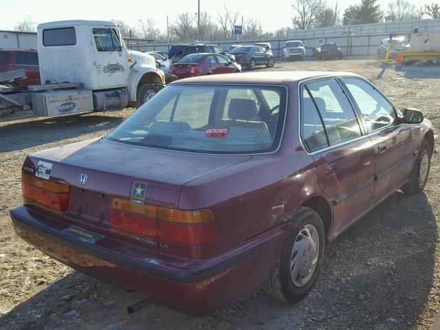 JHMCB7651MC013006 - 1991 HONDA ACCORD LX BURGUNDY photo 4