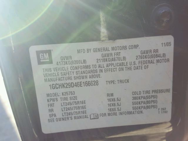 1GCHK29D46E166628 - 2006 CHEVROLET SILVERADO BLUE photo 10