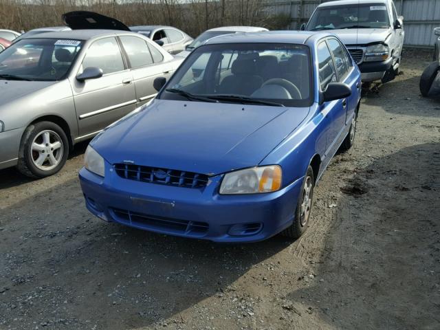 KMHCG45C72U295527 - 2002 HYUNDAI ACCENT GL BLUE photo 2