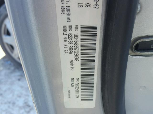 1B3HB48B57D296566 - 2007 DODGE CALIBER SX SILVER photo 10