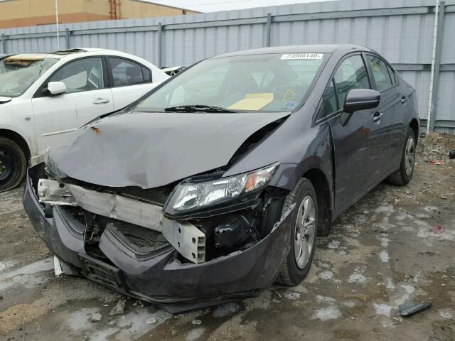 2HGFB2F40EH003267 - 2014 HONDA CIVIC LX GRAY photo 2